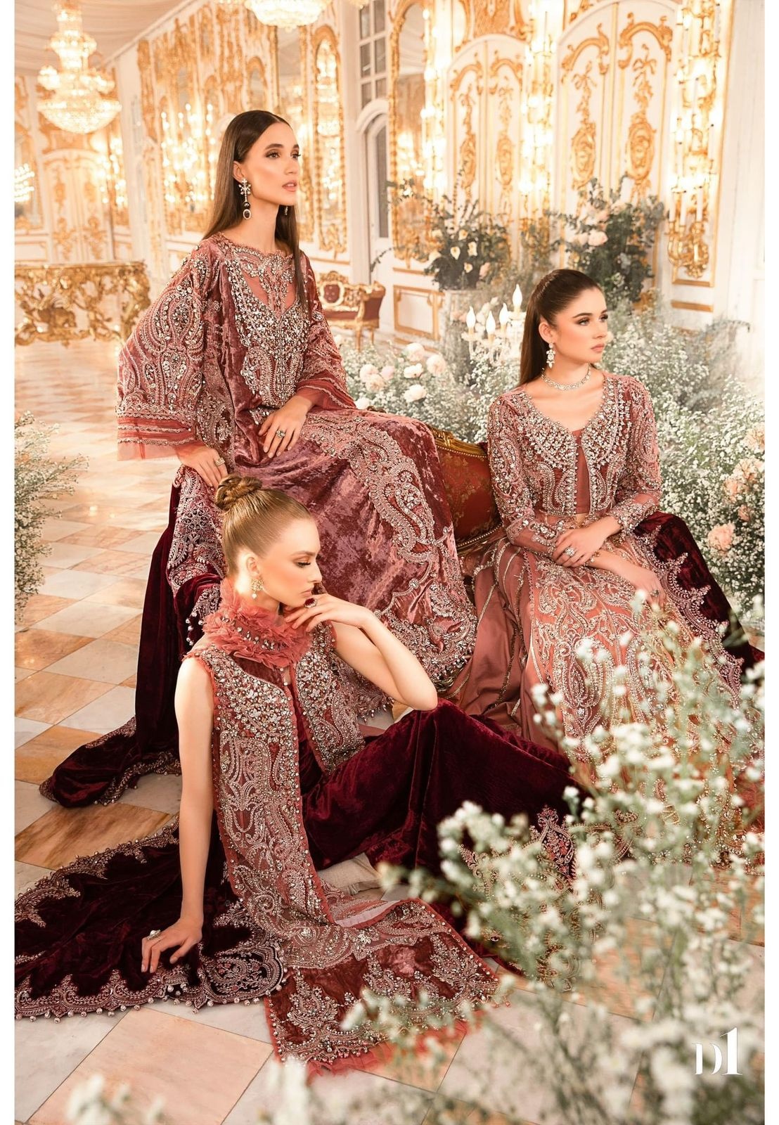 Salmon Pink BD pakistani fashion outfit in pink tones.